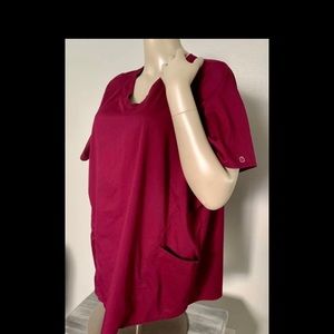 🌹SOLD🌹Burgundy Wine 3x 24w 26  Plus Size Women’s Wonder Wink 123 Scrub Top